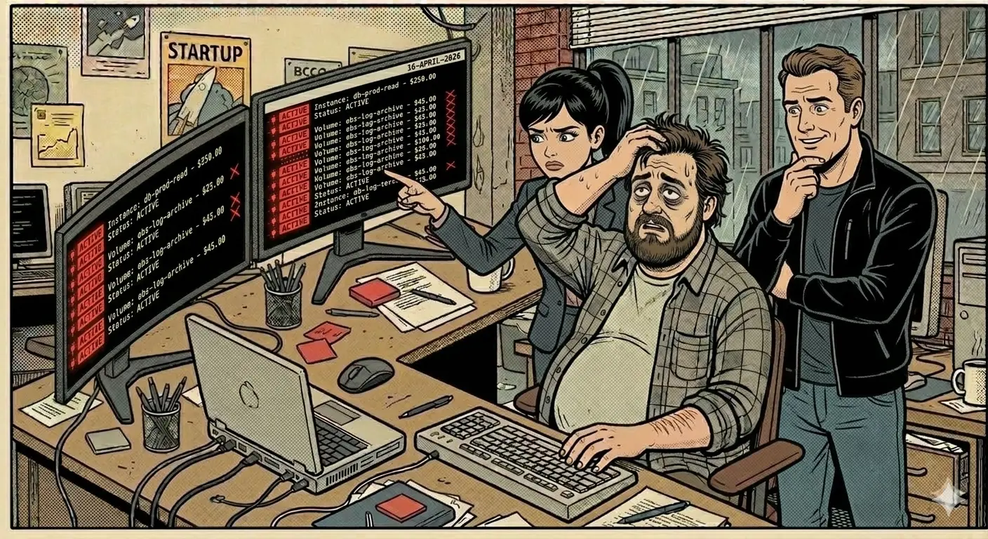 April review where Jack looks stressed while Rose and Jerry stand behind him as hidden resource costs continue.
