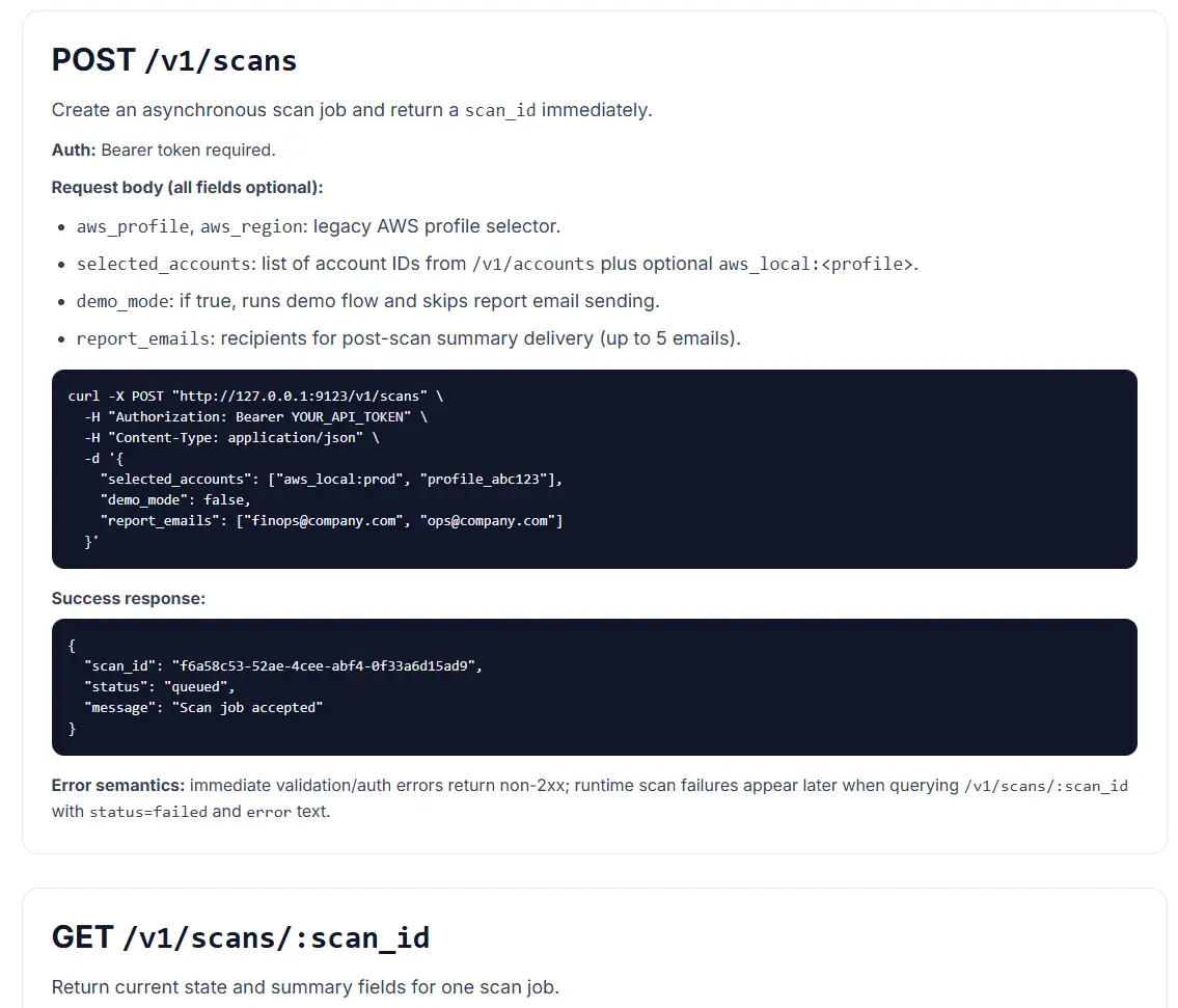 API-triggered scan playbook and polling workflow.